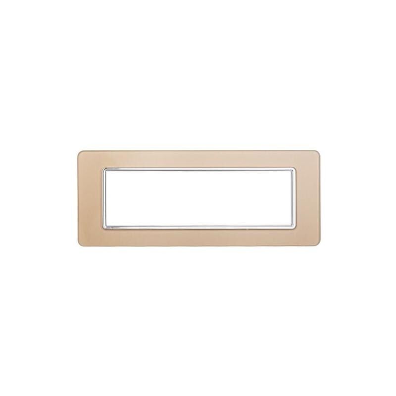 foto del prodotto ettroit placca compatibile vimar plana 7 moduli vetro colore oro ev84611