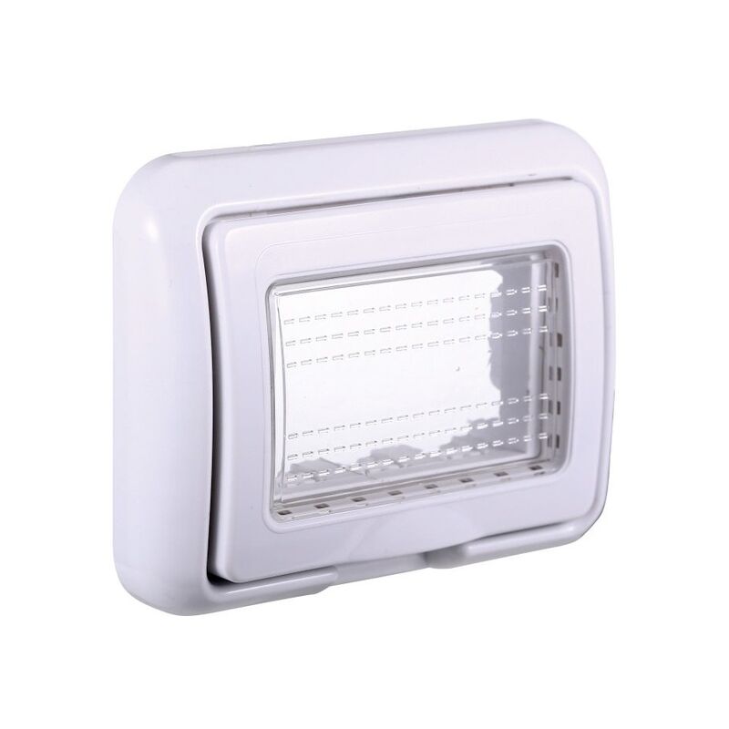 foto del prodotto ettroit placca con coperchio 3p ip55 custodia idrobox compatibile bticino living colore bianco lb2703