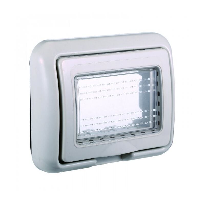 foto del prodotto ettroit placca con coperchio 3p ip55 custodia idrobox compatibile bticino living colore grigio lg2703