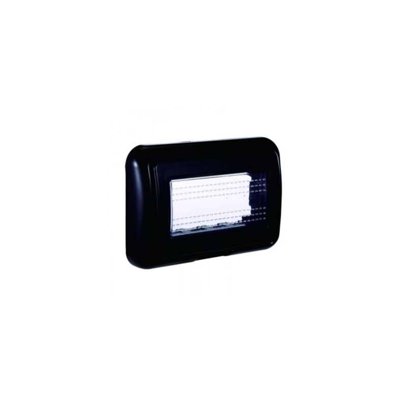 foto del prodotto ettroit placca con coperchio 4p ip55 custodia idrobox compatibile bticino living colore nero ln2704