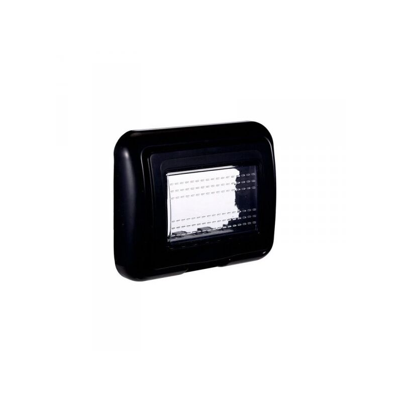 foto del prodotto ettroit placca con coperchio supporto stango idrobox ip55 compatibile con bticino living light 3p nero