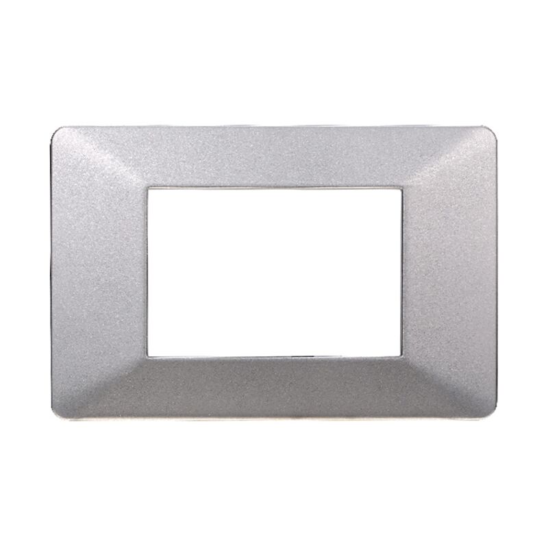 foto del prodotto ettroit placca in tecnopolimero colore silver compatibile con serie vimar plana 2 3 4 7 moduli ev83 numero moduli 3 moduli