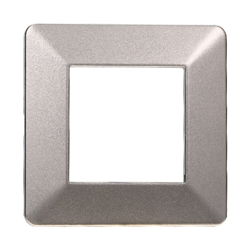 foto del prodotto ettroit - placca in tecnopolimero colore titanio compatibile con serie vimar plana 2 - 3 - 4 - 7 moduli ev83 - numero moduli 2 moduli