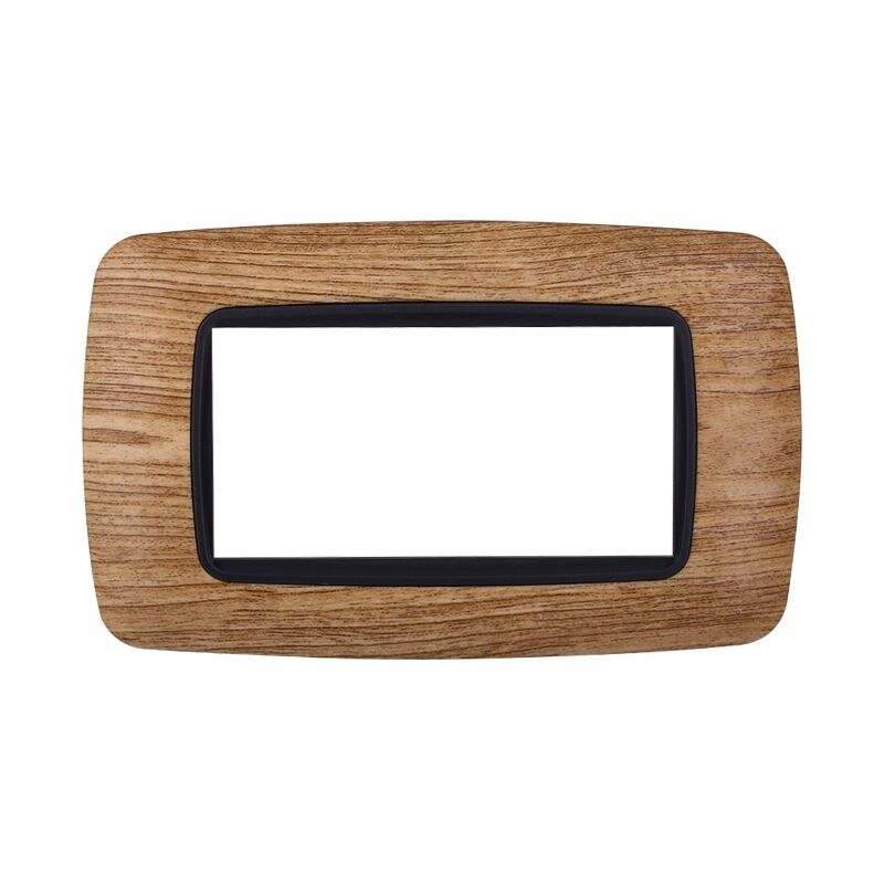foto del prodotto ettroit placca in tecnopolimero di colore legno scuro compatibile con serie bticino living 3 4 7 moduli numero moduli 4 moduli