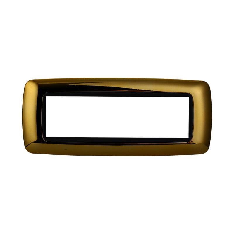 foto del prodotto ettroit placca in tecnopolimero di colore oro lucido compatibile con serie bticino living 3 4 7 moduli numero moduli 7 moduli