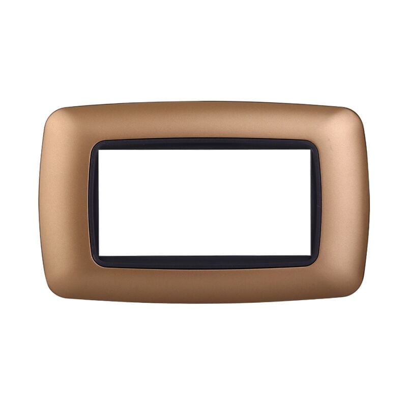 foto del prodotto ettroit - placca in tecnopolimero di colore oro satinato compatibile con serie bticino living 3 - 4 - 7 moduli numero moduli: 4 moduli