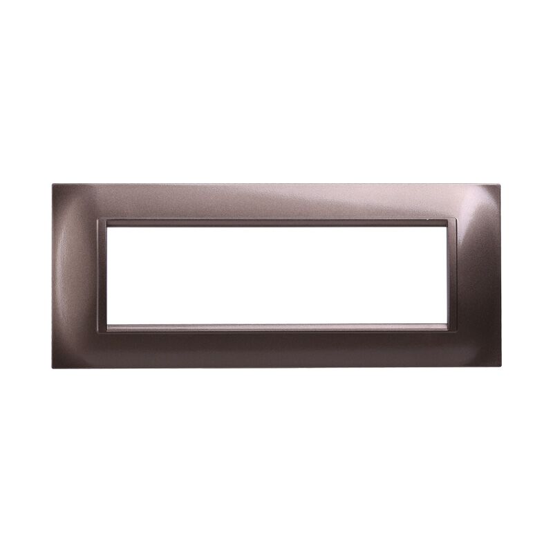 foto del prodotto ettroit - placca in tecnopolimero quadrata colore acciaio bronzo compatibile con serie bticino living 3 - 4 - 7 moduli ln89 - numero moduli: 7 moduli