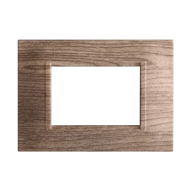 foto del prodotto ettroit - placca in tecnopolimero quadrata colore legno scuro compatibile con serie bticino living 3 - 4 - 7 moduli ln89 - numero moduli: 3 moduli