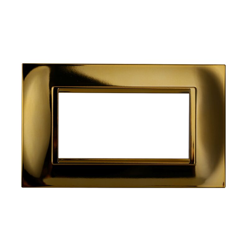 foto del prodotto ettroit placca in tecnopolimero quadrata colore oro lucido compatibile con serie bticino living 3 4 7 moduli ln89 numero moduli 4 moduli
