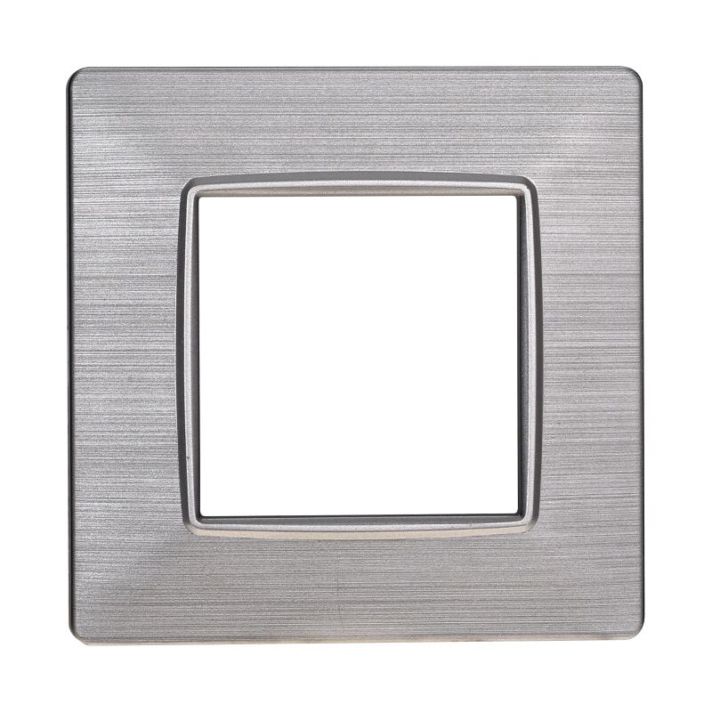 foto del prodotto ettroit placca in tecnopolimero satinata colore silver compatibile con serie vimar plana 2 3 4 7 moduli numero moduli 2 moduli
