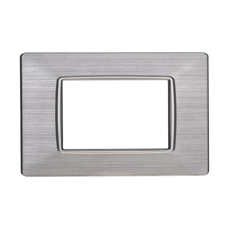 foto del prodotto ettroit placca in tecnopolimero satinata colore silver compatibile con serie vimar plana 2 3 4 7 moduli numero moduli 3 moduli