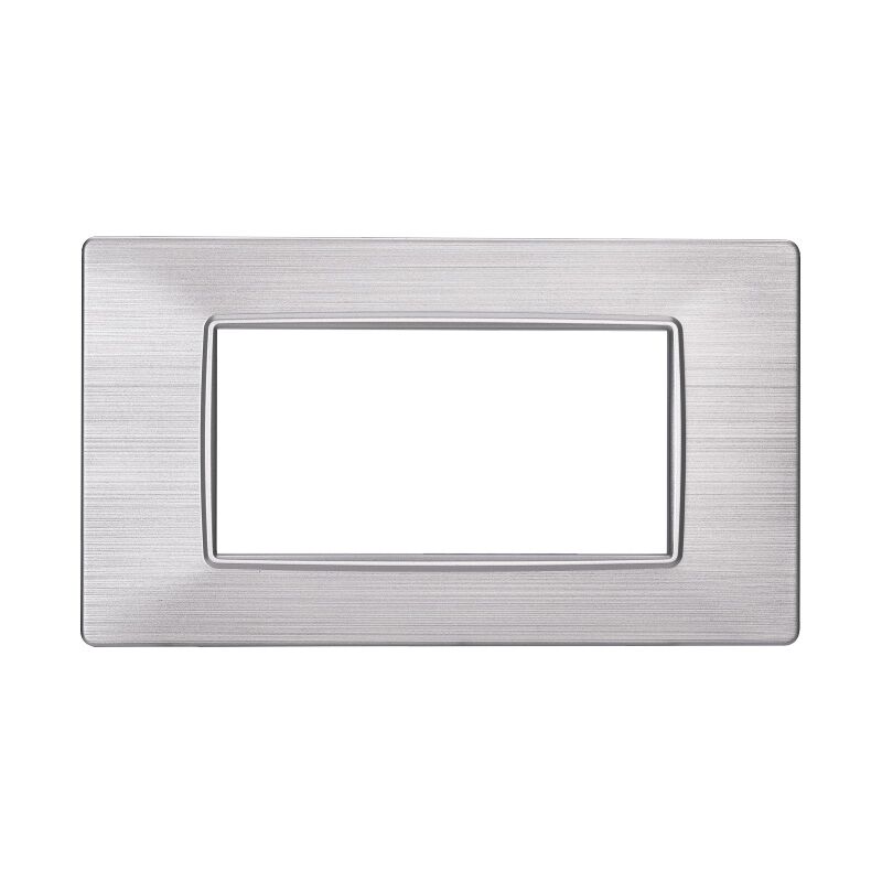 foto del prodotto ettroit - placca in tecnopolimero satinata colore silver compatibile con serie vimar plana 2 - 3 - 4 - 7 moduli numero moduli 4 moduli