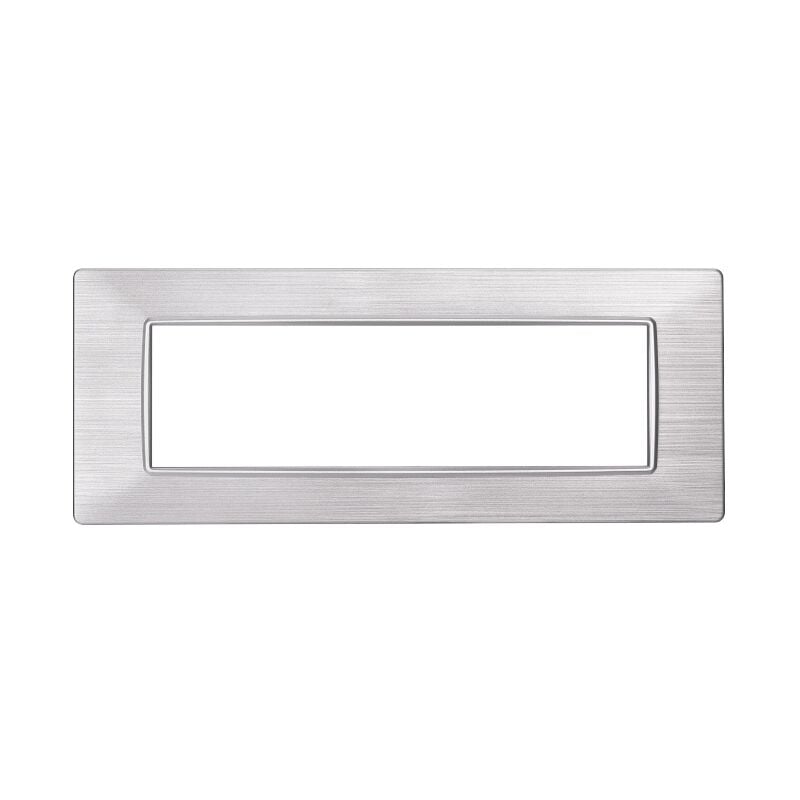 foto del prodotto ettroit placca in tecnopolimero satinata colore silver compatibile con serie vimar plana 2 3 4 7 moduli numero moduli 7 moduli