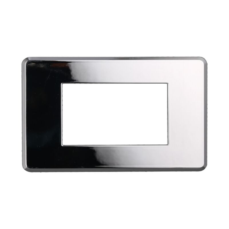 foto del prodotto ettroit placca in tecnopolimero slim colore cromato lucido compatibile con serie bticino axolute 3 4 6 moduli an87 numero moduli 4 moduli