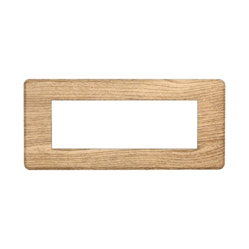 foto del prodotto ettroit placca in tecnopolimero slim colore legno scuro compatibile con serie bticino axolute 3 4 6 moduli an87 numero moduli 6 moduli