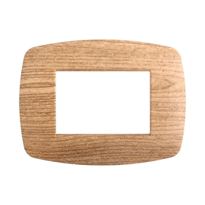 foto del prodotto ettroit placca in tecnopolimero slim colore legno scuro compatibile con serie bticino living 3 4 7 moduli ln87 numero moduli 3 moduli