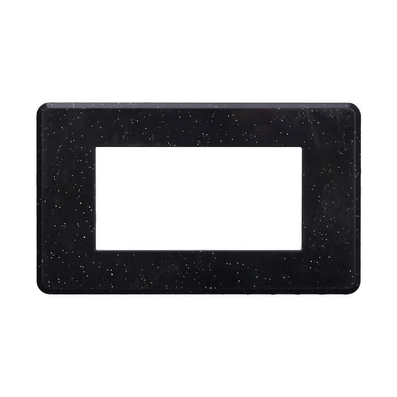 foto del prodotto ettroit placca in tecnopolimero slim colore nero brillante compatibile con serie bticino axolute 3 4 6 moduli an87 numero moduli 4 moduli