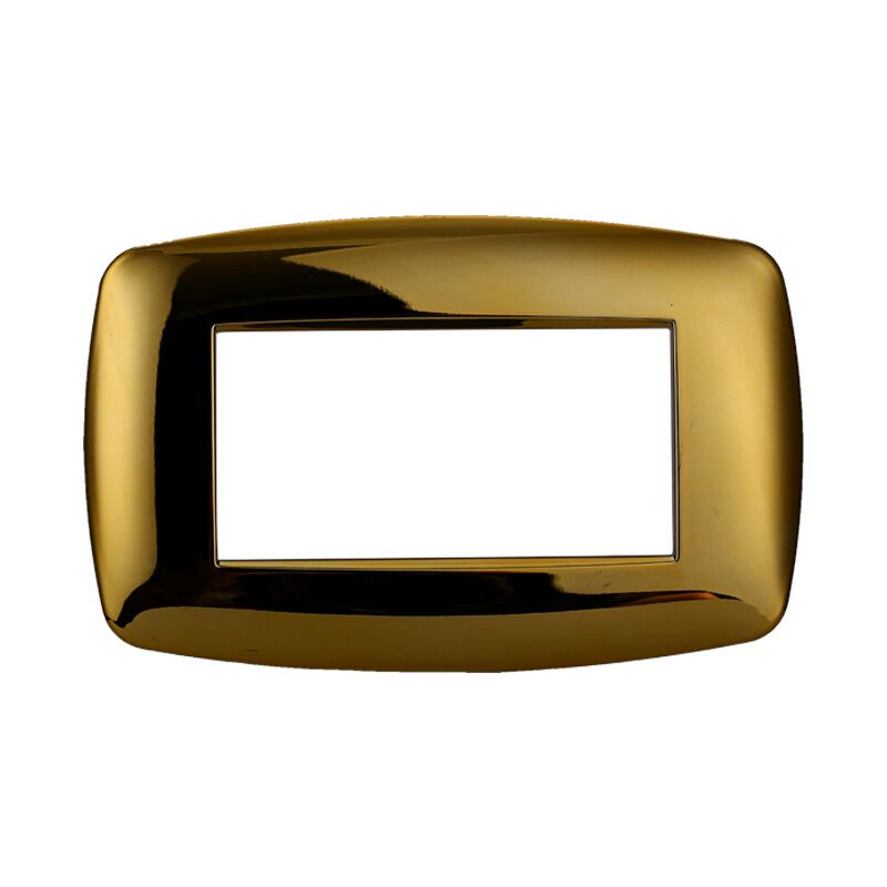 foto del prodotto ettroit placca in tecnopolimero slim colore oro lucido compatibile con serie bticino living 3 4 7 moduli ln87 numero moduli 4 moduli
