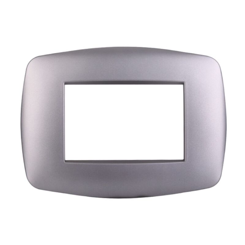 foto del prodotto ettroit placca in tecnopolimero slim colore silver compatibile con serie bticino living 3 4 7 moduli ln87 numero moduli 3 moduli