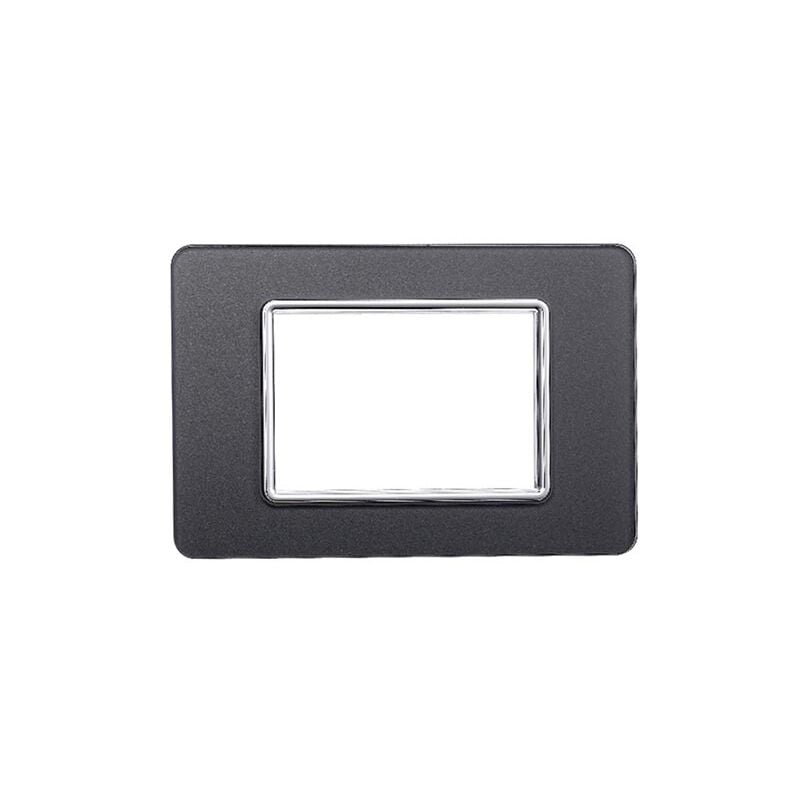 foto del prodotto ettroit placca in vetro colore acciaio scuro compatibile con serie vimar plana 2 3 4 7 moduli numero moduli 3 moduli