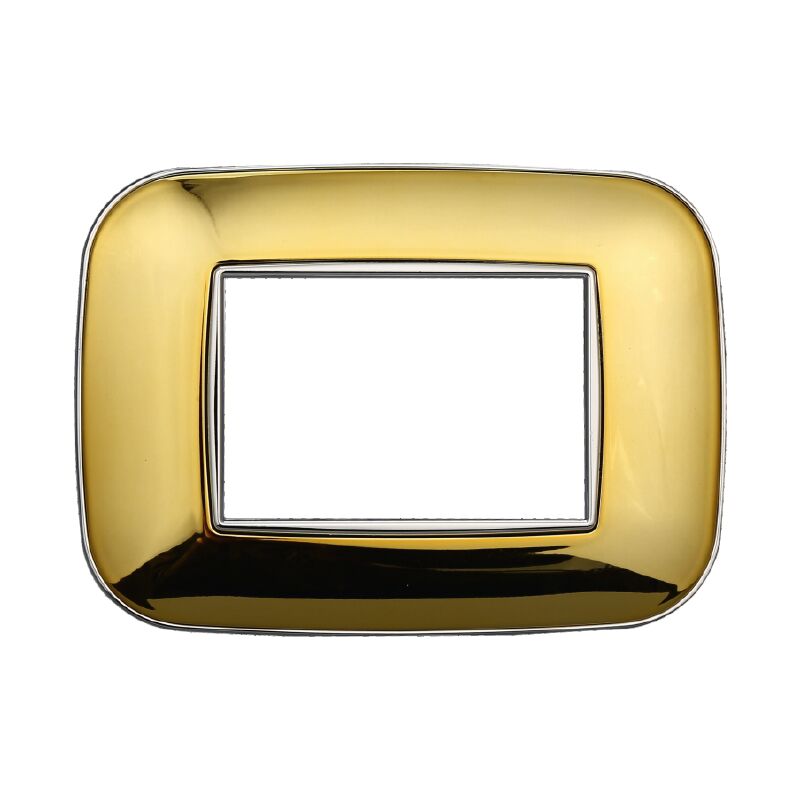 foto del prodotto ettroit placca orbis colore oro lucido compatibile con serie bticino axolute 3 4 6 moduli an91 numero moduli 3 moduli