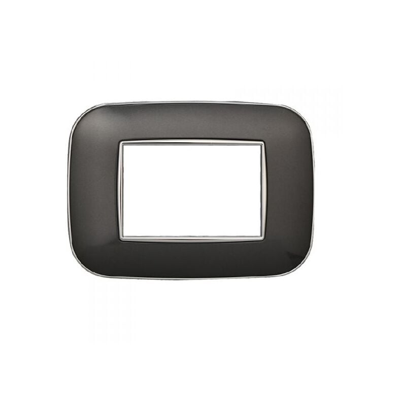 foto del prodotto ettroit placca orbis, serie moon, 3 moduli, plastica, acciaio scuro, compatibile con serie bticino axolute an91307