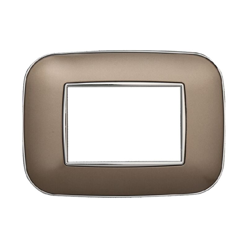 foto del prodotto ettroit placca orbis, serie moon, 3 moduli, plastica, bronzo, compatibile con serie bticino axolute an91310