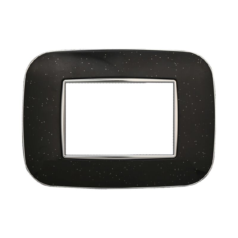 foto del prodotto ettroit placca orbis, serie moon, 3 moduli, plastica, nero brillante, compatibile con serie bticino axolute an91324