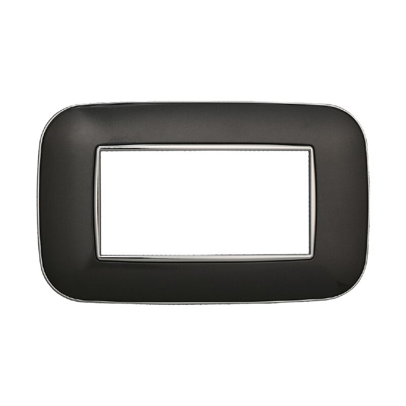 foto del prodotto ettroit placca orbis, serie moon, 4 moduli, plastica, acciaio scuro, compatibile con serie bticino axolute an91407