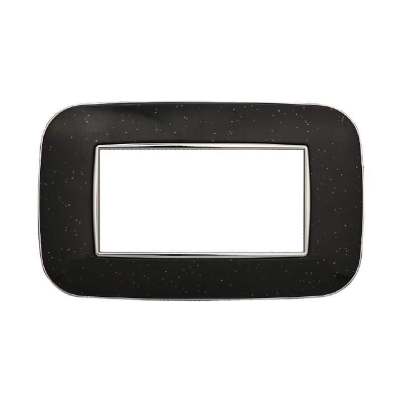 foto del prodotto ettroit placca orbis, serie moon, 4 moduli, plastica, nero brillante, compatibile con serie bticino axolute an91424