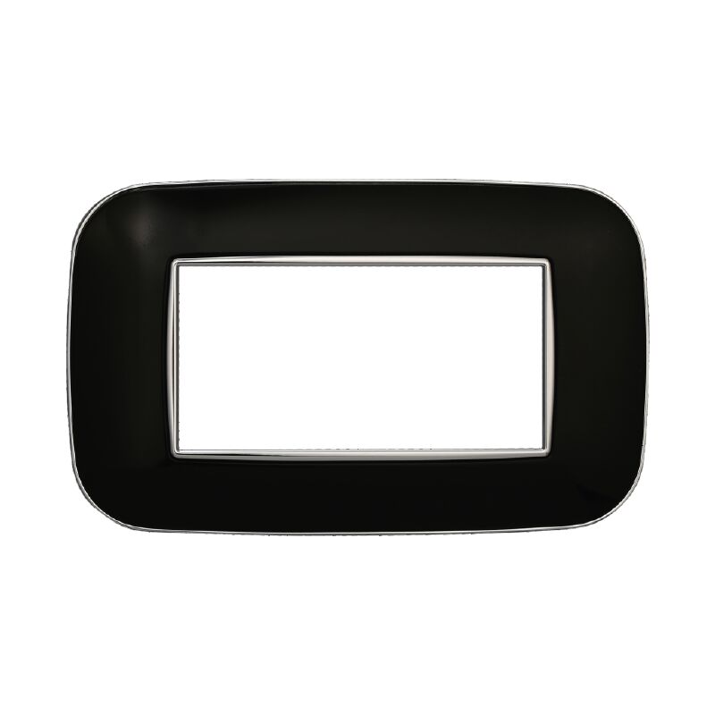 foto del prodotto ettroit placca orbis, serie moon, 4 moduli, plastica, nero, compatibile con serie bticino axolute an91402