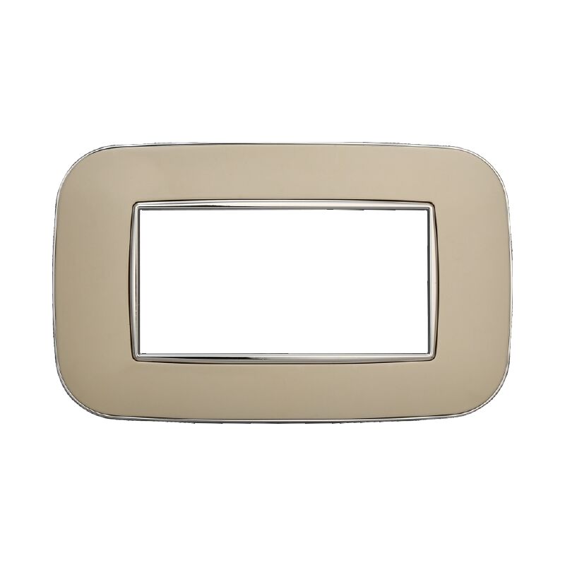 foto del prodotto ettroit placca orbis, serie moon, 4 moduli, plastica, sabbia, compatibile con serie bticino axolute an91409