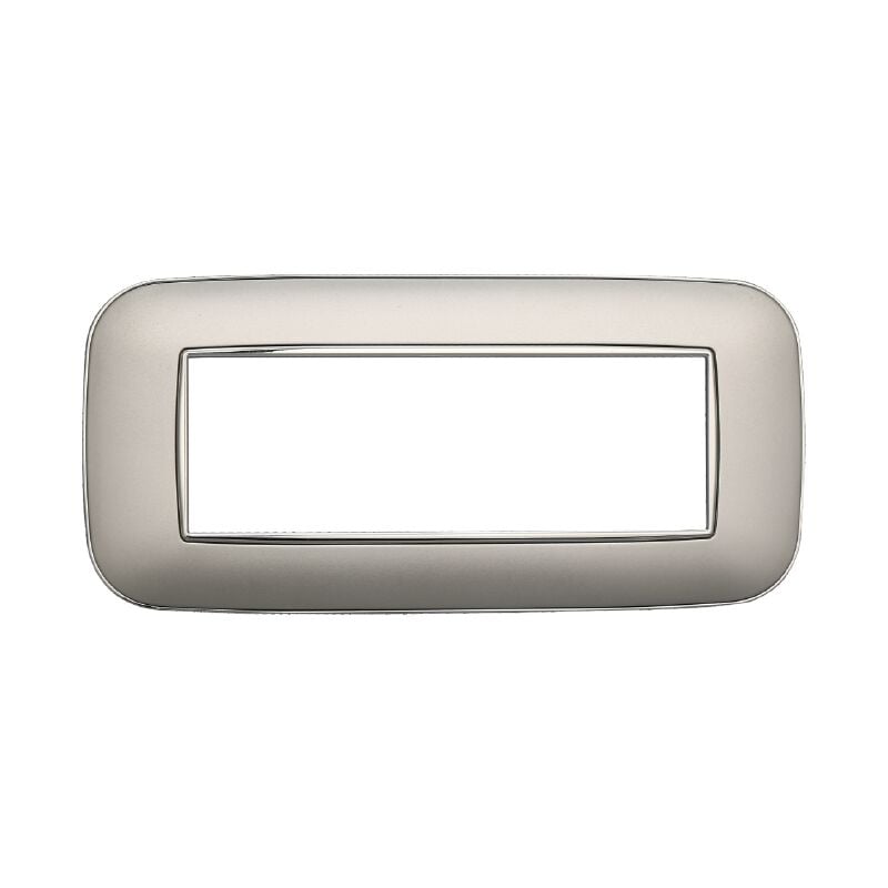 foto del prodotto ettroit placca orbis, serie moon, 6 moduli, plastica, argento, compatibile con serie bticino axolute an91606