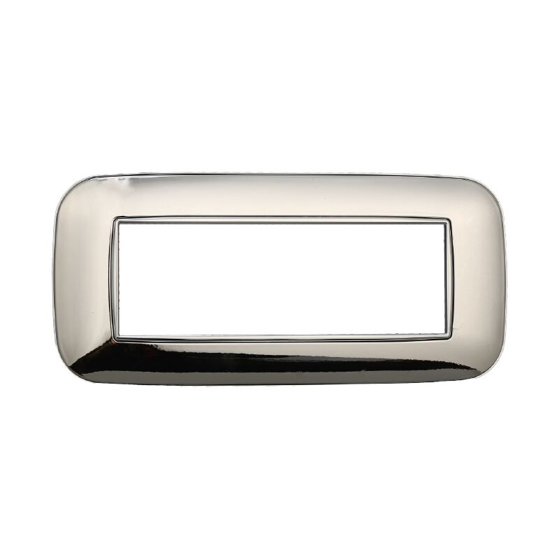 foto del prodotto ettroit placca orbis, serie moon, 6 moduli, plastica, cromato, compatibile con serie bticino axolute an91613