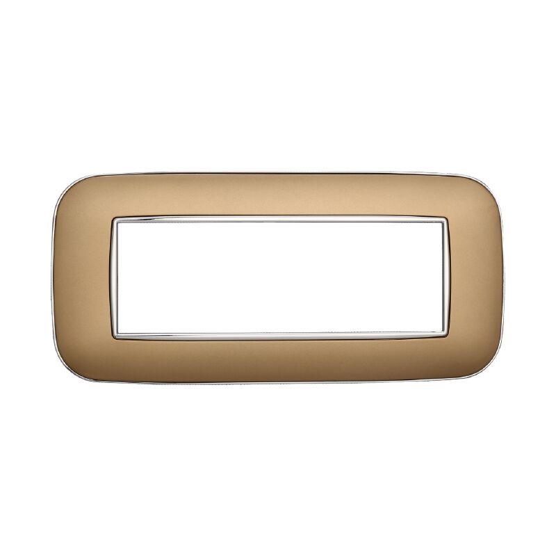 foto del prodotto ettroit placca orbis, serie moon, 6 moduli, plastica, oro, compatibile con serie bticino axolute an91611