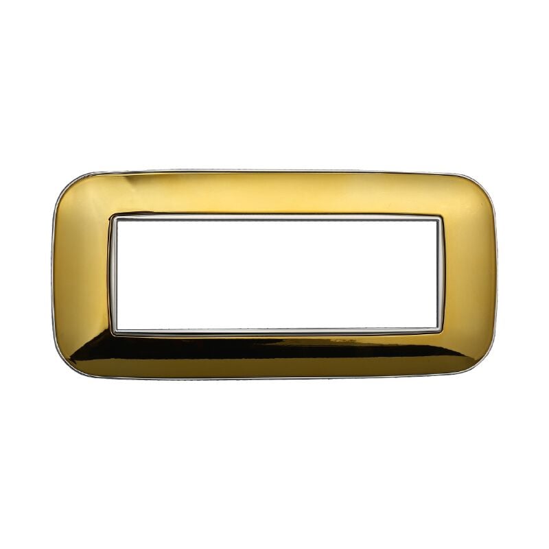 foto del prodotto ettroit placca orbis, serie moon, 6 moduli, plastica, oro lucido, compatibile con serie bticino axolute an91612