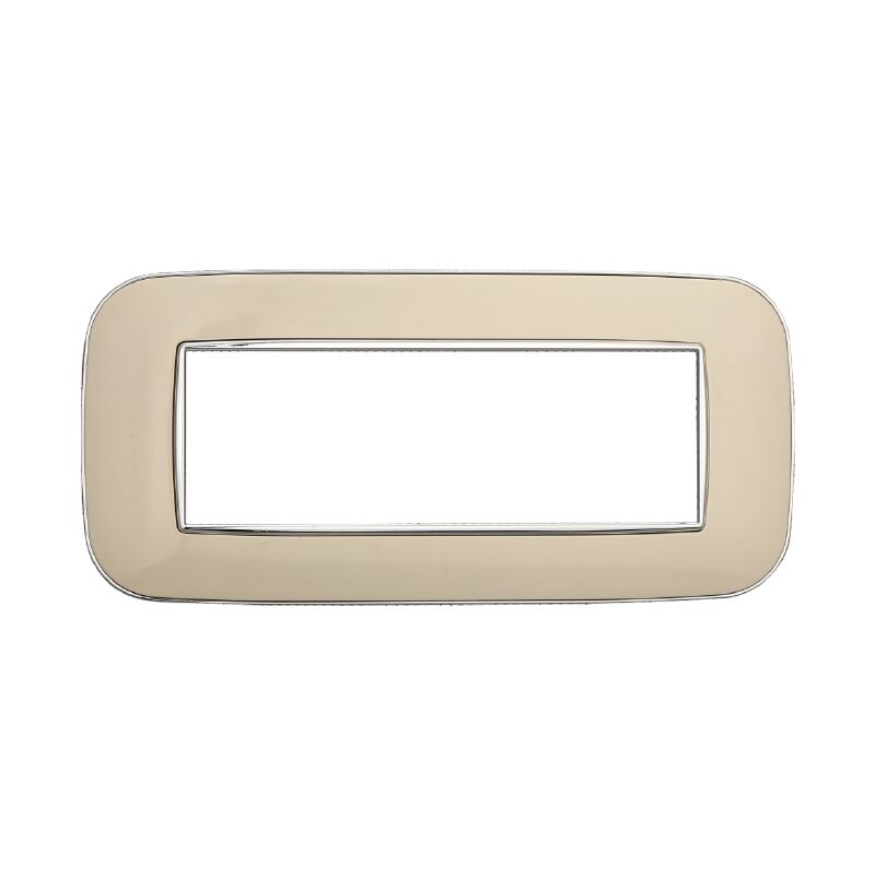 foto del prodotto ettroit placca orbis, serie moon, 6 moduli, plastica, sabbia, compatibile con serie bticino axolute an91609