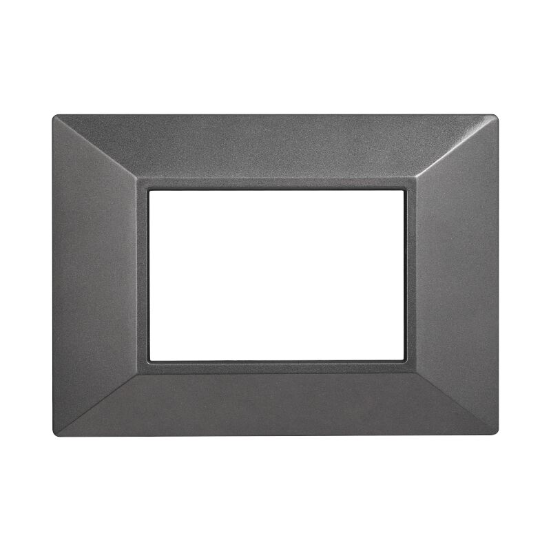 foto del prodotto ettroit placca piramide, serie moon, 3 moduli, plastica, acciaio scuro, compatibile con serie bticino axolute an90307