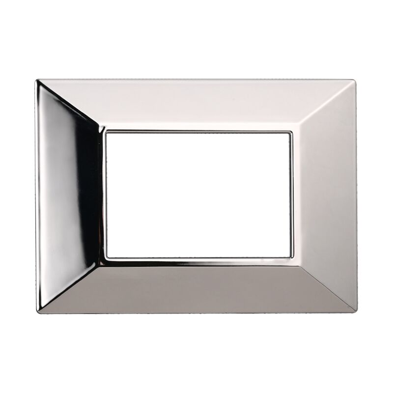 foto del prodotto ettroit placca piramide, serie moon, 3 moduli, plastica, cromato, compatibile con serie bticino axolute an90313