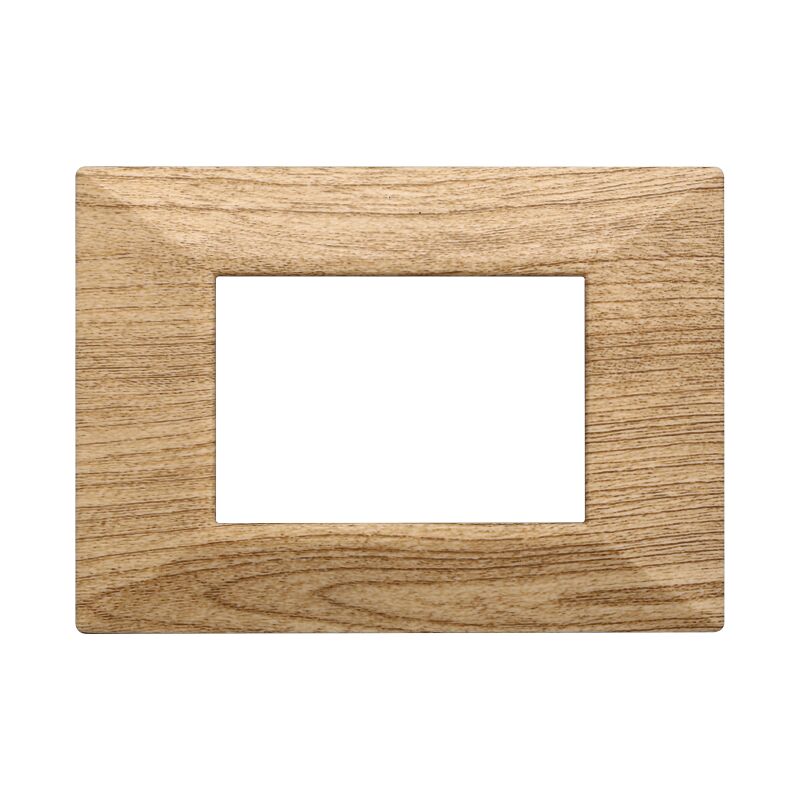 foto del prodotto ettroit placca piramide, serie moon, 3 moduli, plastica, legno scuro, compatibile con serie bticino axolute an90305