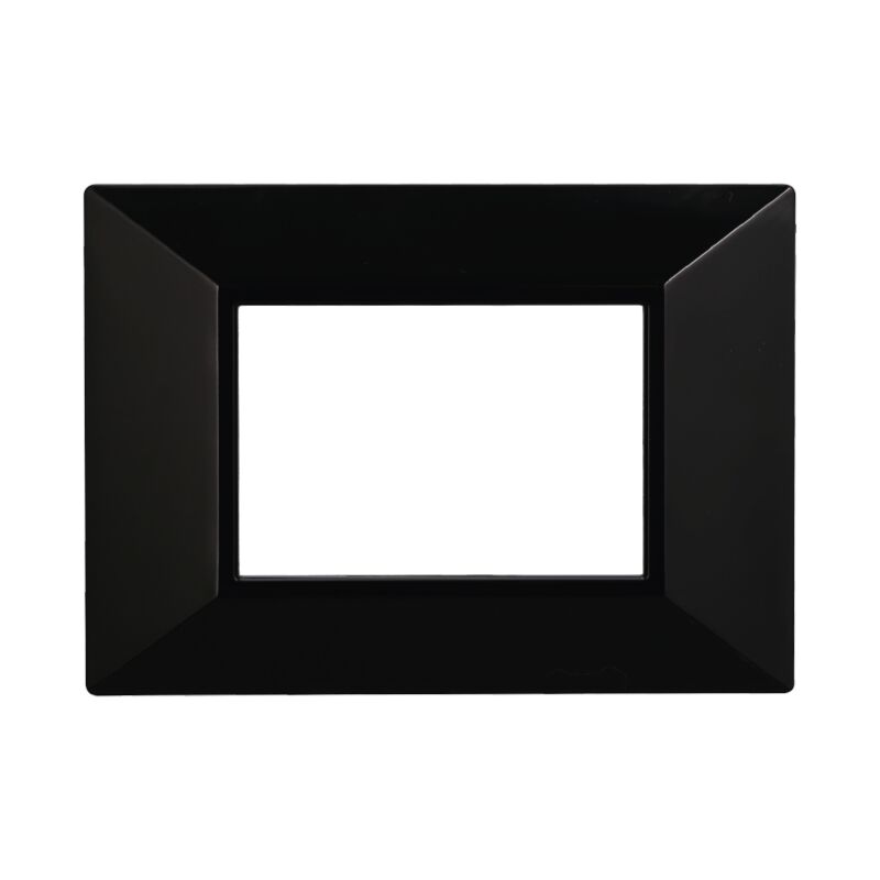 foto del prodotto ettroit placca piramide, serie moon, 3 moduli, plastica, nero, compatibile con serie bticino axolute an90302