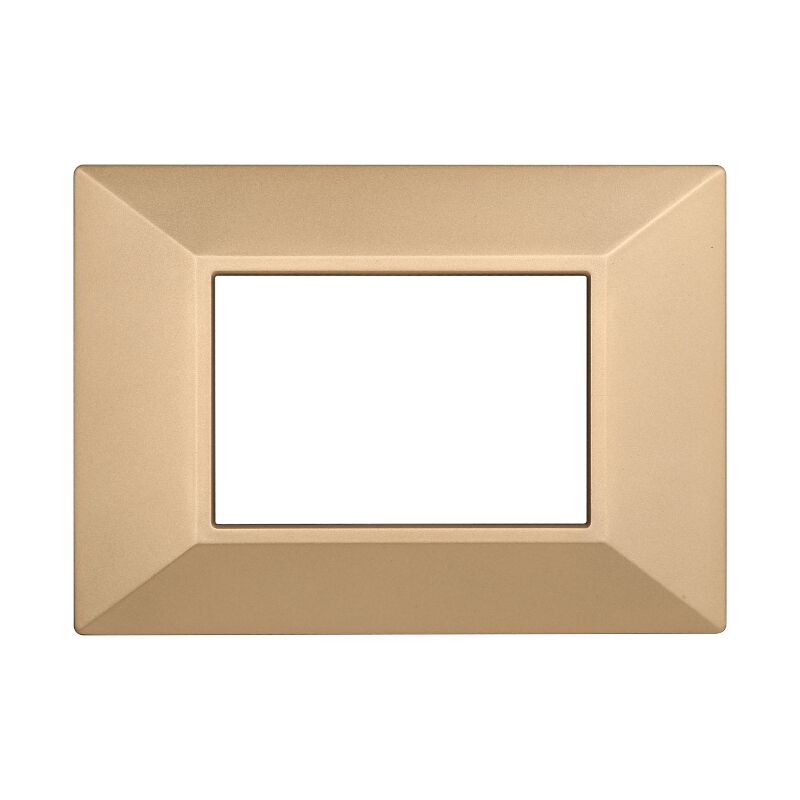 foto del prodotto ettroit placca piramide, serie moon, 3 moduli, plastica, oro, compatibile con serie bticino axolute an90311