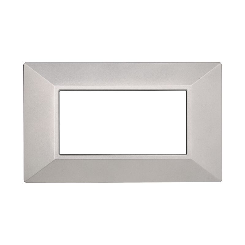 foto del prodotto ettroit placca piramide, serie moon, 4 moduli, plastica, argento, compatibile con serie bticino axolute an90406