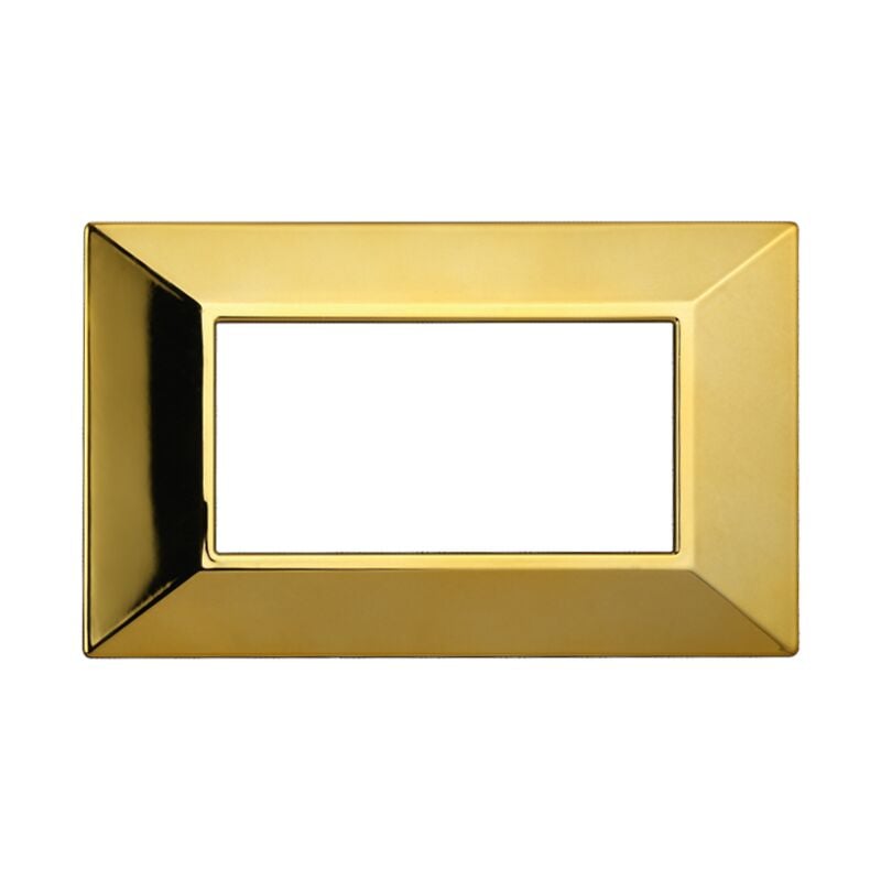 foto del prodotto ettroit placca piramide, serie moon, 4 moduli, plastica, oro lucido, compatibile con serie bticino axolute an90412