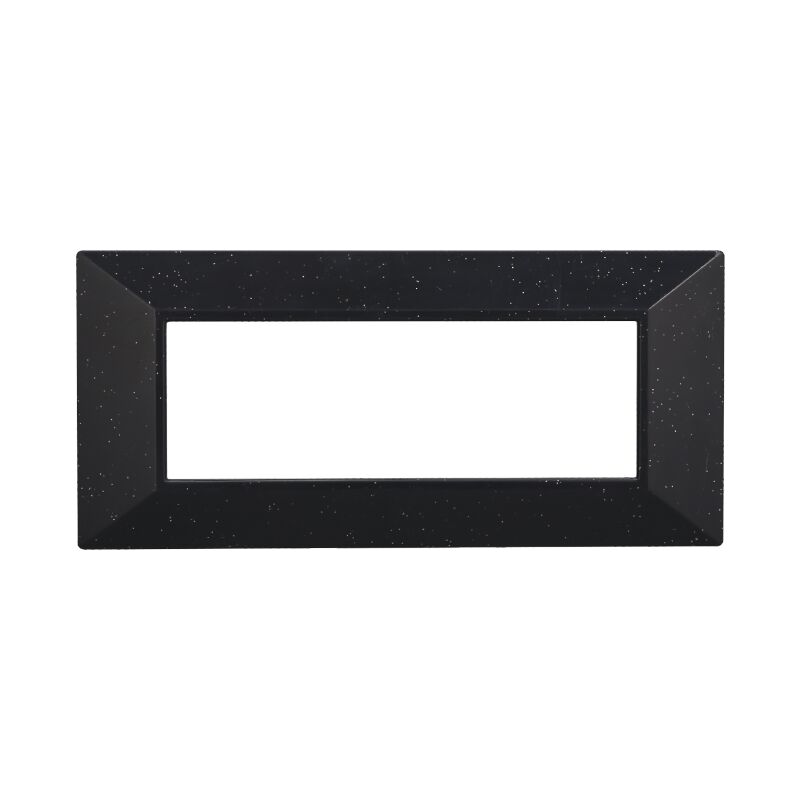 foto del prodotto ettroit placca piramide, serie moon, 6 moduli, plastica, nero brillante, compatibile con serie bticino axolute an90624