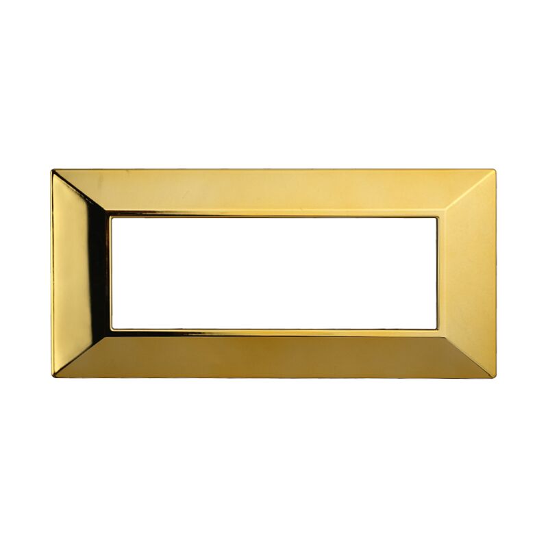 foto del prodotto ettroit placca piramide, serie moon, 6 moduli, plastica, oro lucido, compatibile con serie bticino axolute an90612