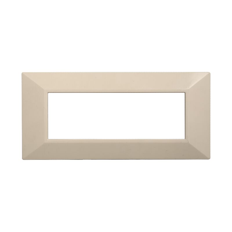 foto del prodotto ettroit placca piramide, serie moon, 6 moduli, plastica, sabbia, compatibile con serie bticino axolute an90609