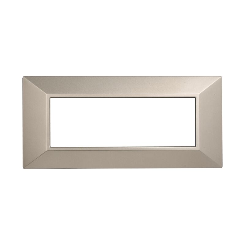 foto del prodotto ettroit placca piramide, serie moon, 6 moduli, plastica, titanio, compatibile con serie bticino axolute an90608