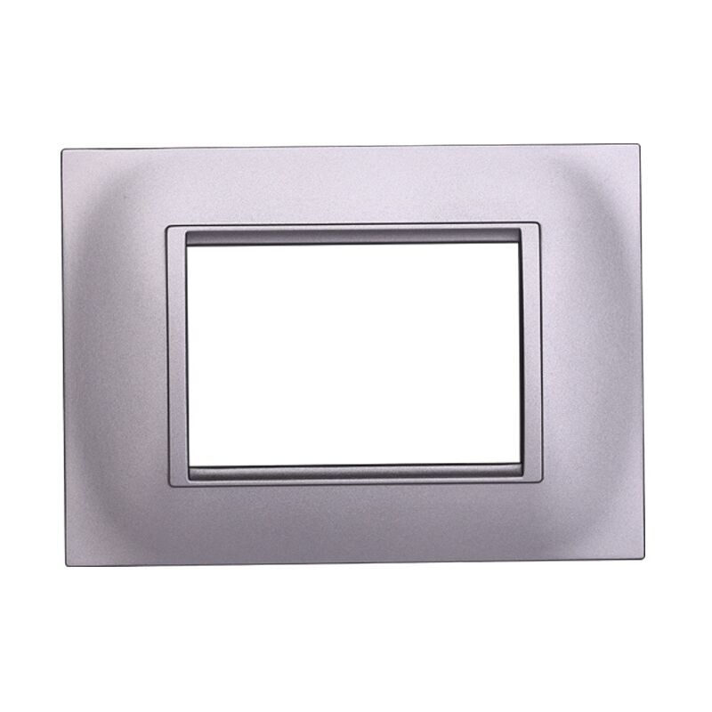 foto del prodotto ettroit placca quadrata serie space, 3 moduli, plastica, argento, compatibile con serie bticino living ln89306