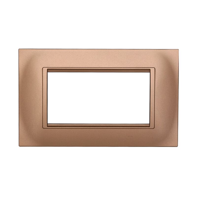 foto del prodotto ettroit placca quadrata serie space, 4 moduli, plastica, oro, compatibile con serie bticino living ln89411